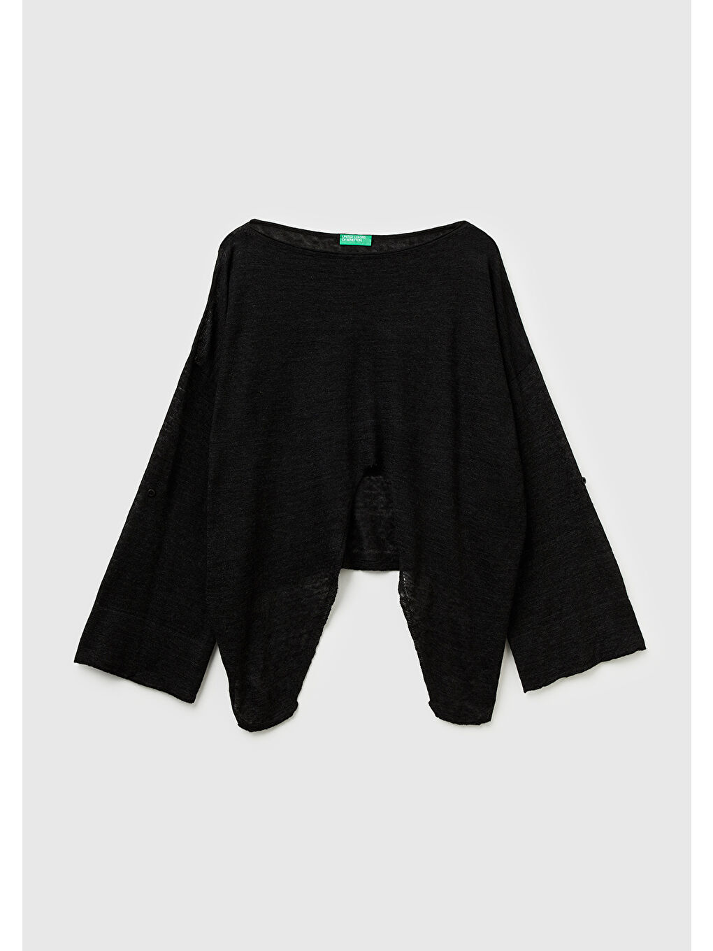 Kadın Siyah Alpaka ve Yün Karışımlı Düğme Detaylı Beli Bağlamalı Kazak-1