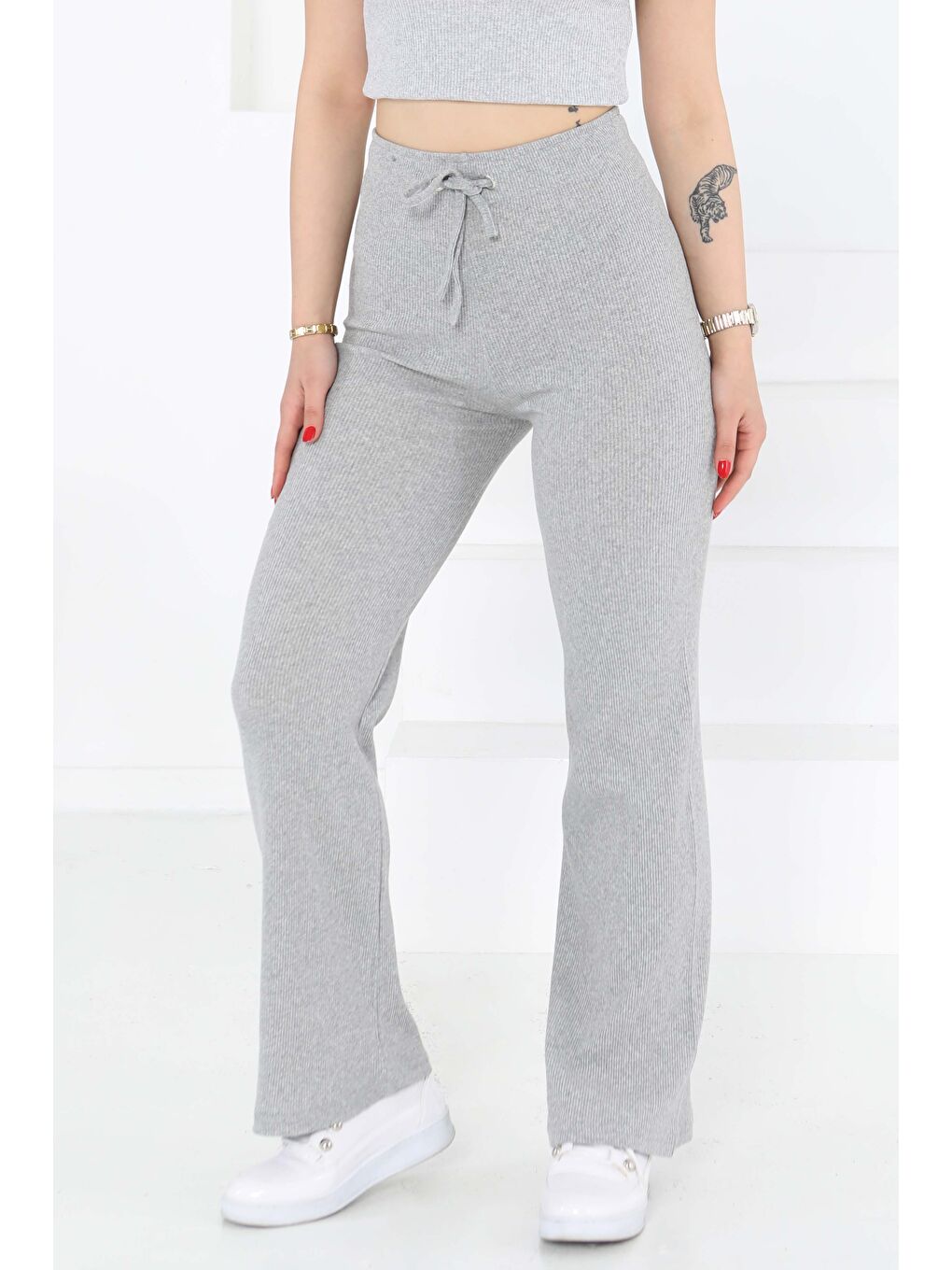 Kuşgözlü Pantolon Gri - 27133-2