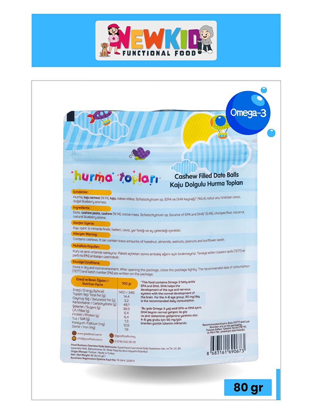 Kaju Dolgulu Hurma Topları 80 g-1