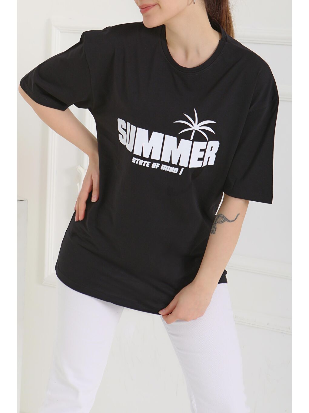 Baskılı Kısa Kollu T-Şhirt Siyah - 27119