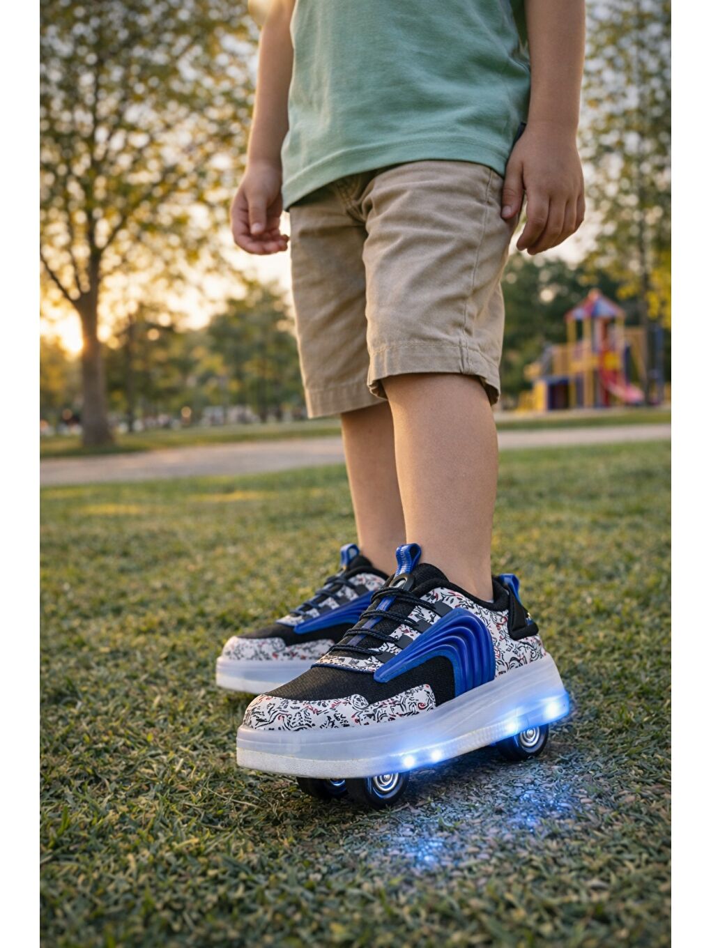 Siyah FLOW Çocuk Işıklı Patenli Tekerlekli Sneaker Spor Ayakkabı-7