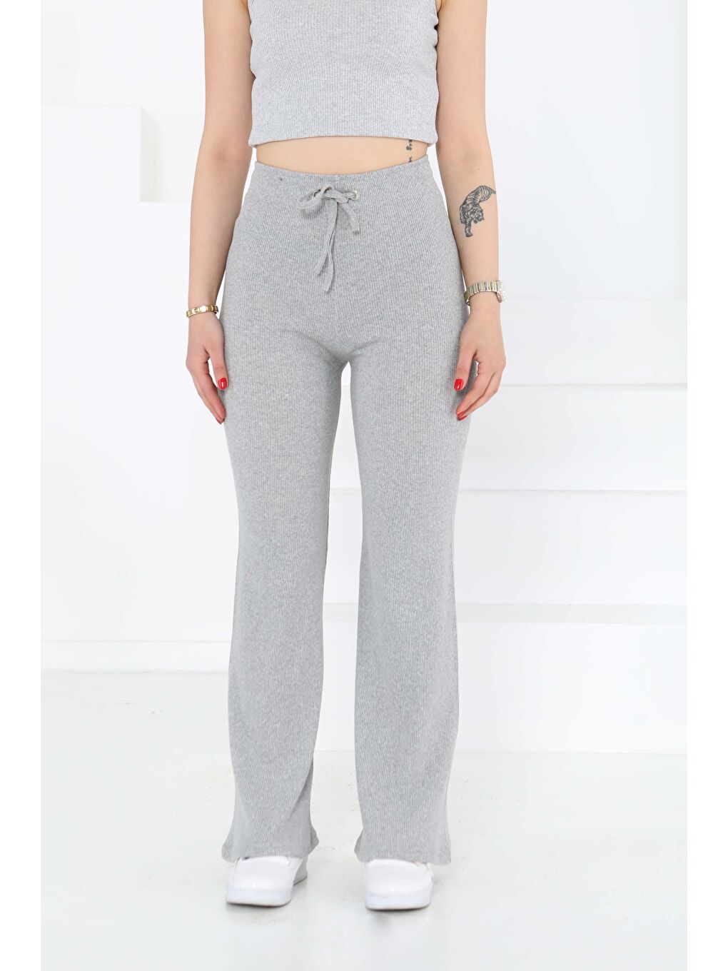 Kuşgözlü Pantolon Gri - 27133-4