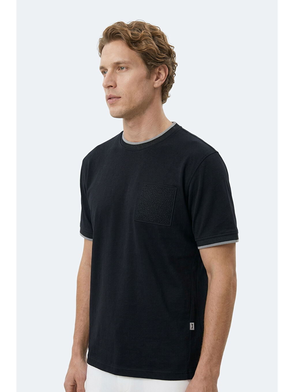 ZAVIER Erkek Pamuklu Siyah Tişört-3
