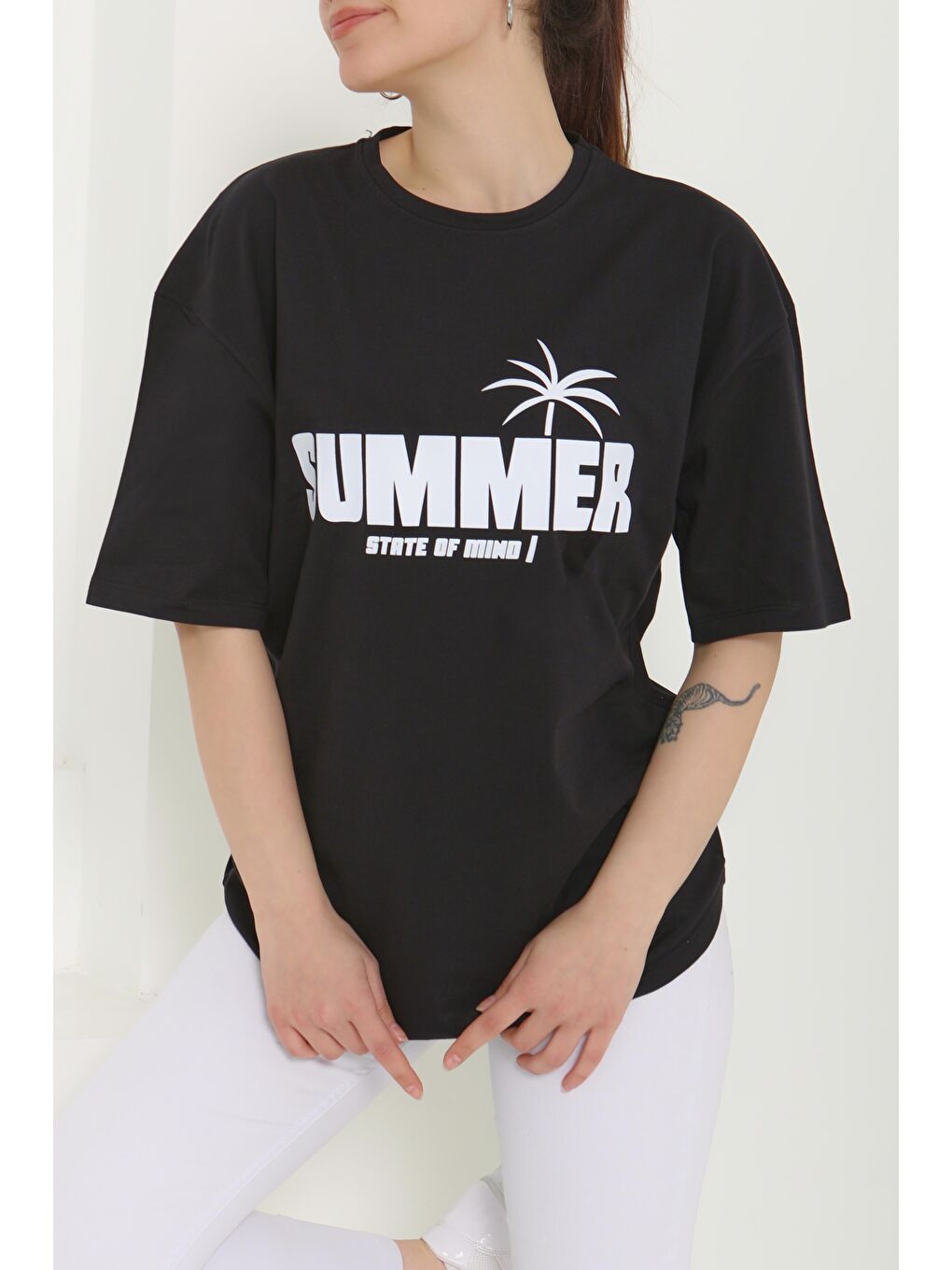 Baskılı Kısa Kollu T-Şhirt Siyah - 27119-2