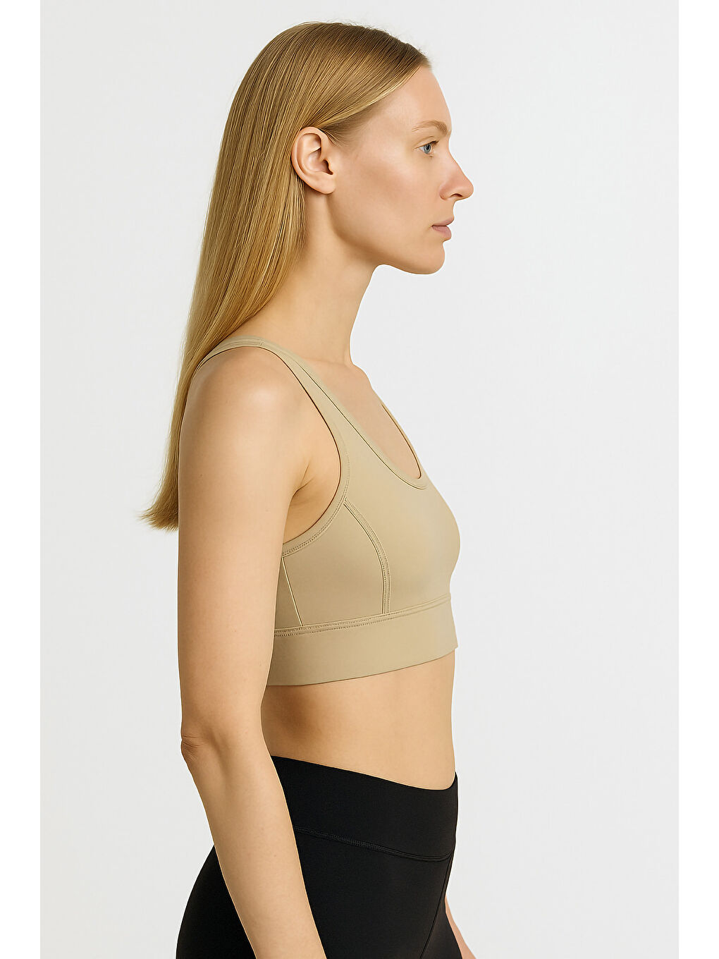 Bej Kalın Askılı Toparlayıcı Spor Büstiyer-1