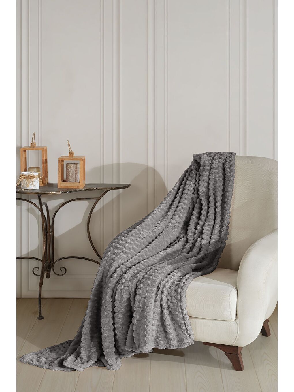 Antrasit Star Çift Kişilik Battaniye 180x220 cm-2