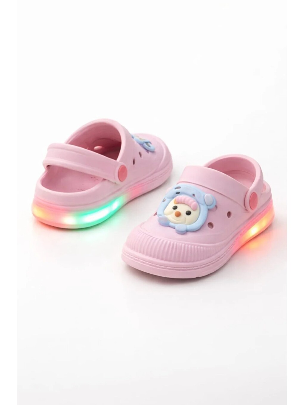 Pembe Işıklı Minik Maymun Çocuk Sandalet Terlik-1