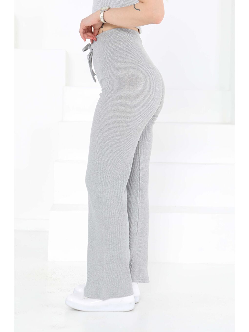 Kuşgözlü Pantolon Gri - 27133-5
