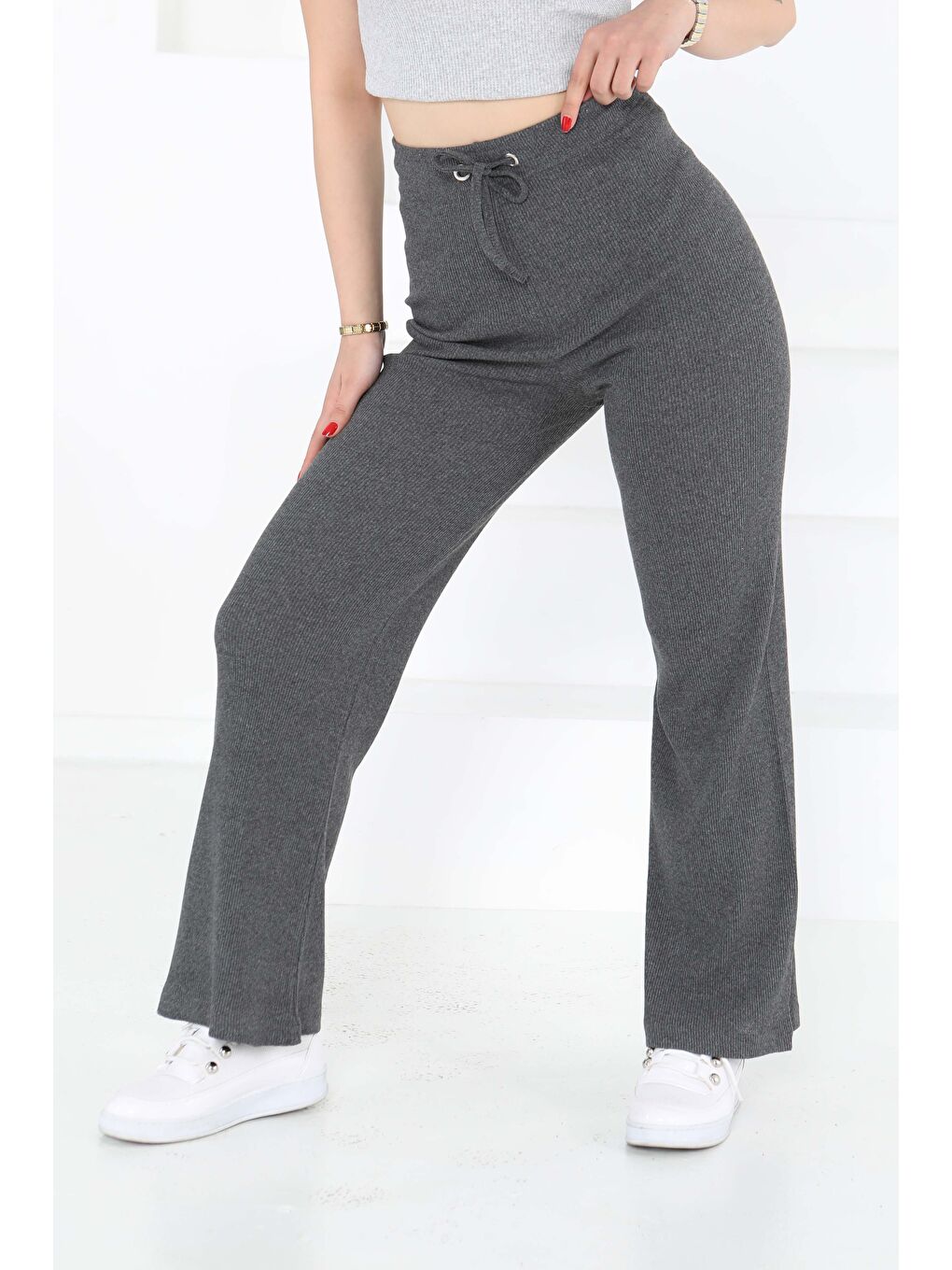 Gri Kuşgözlü Pantolon Füme - 27133-2