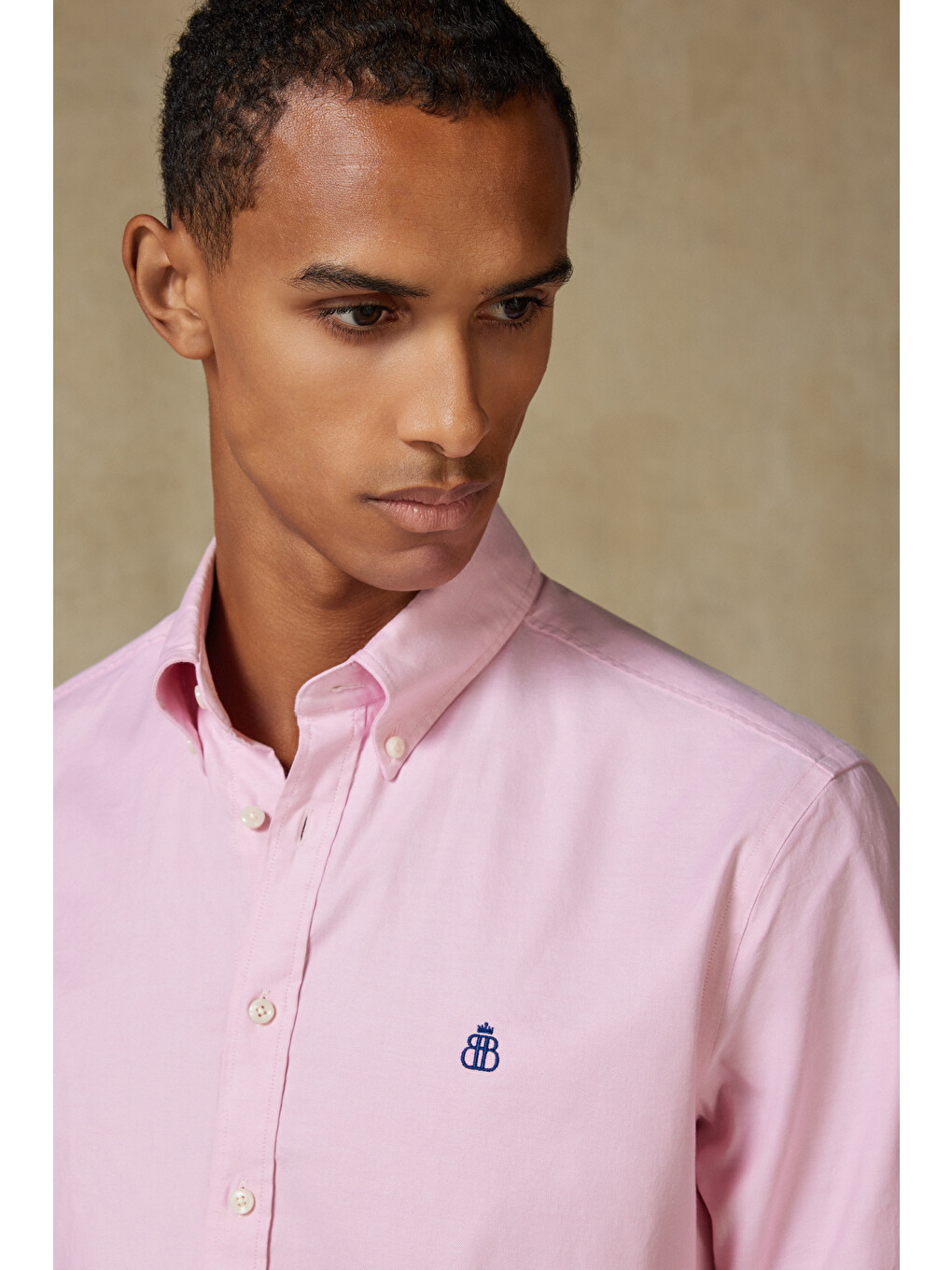 Luca Oxford Stretch Pamuk Karışımlı Comfort Fit Pembe Düğmeli Yaka Erkek Düz Gömlek-2