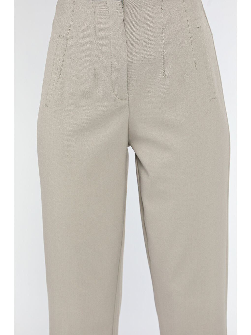 Bej Kadın Yüksek Bel Pantolon-3