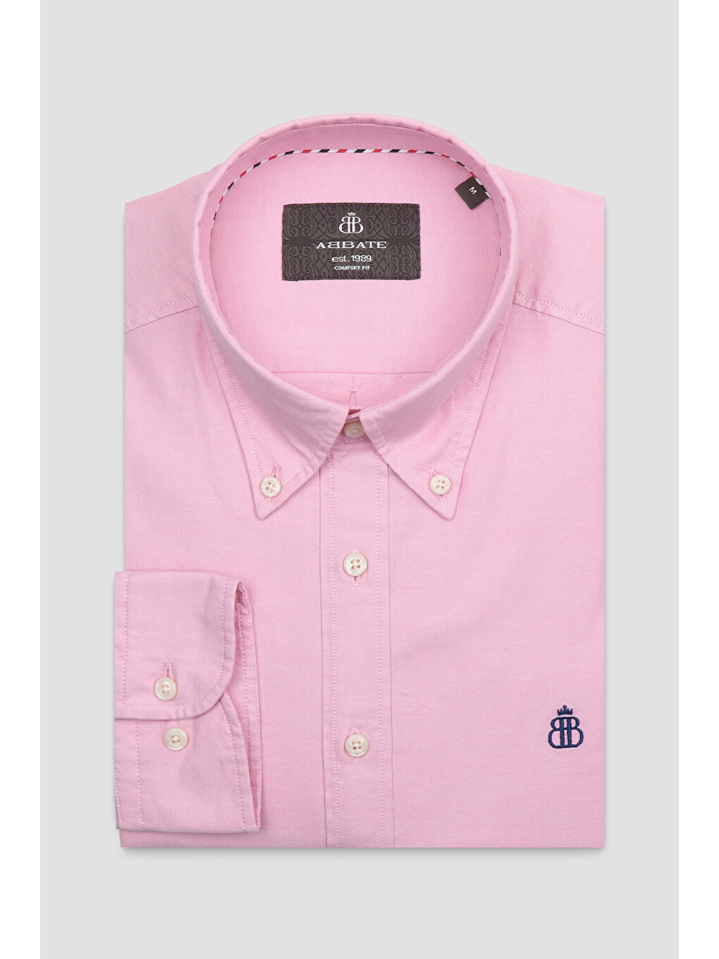 Luca Oxford Stretch Pamuk Karışımlı Comfort Fit Pembe Düğmeli Yaka Erkek Düz Gömlek-3