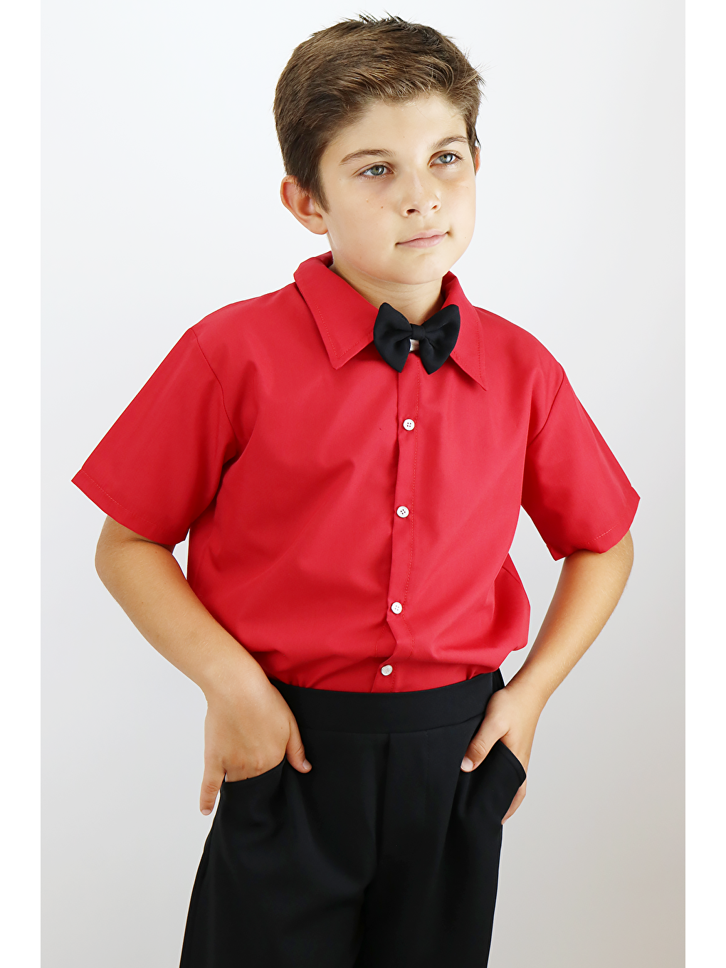 Kırmızı Erkek Çocuk Santino Papyonlu Alt Üst Takım 23 Nisan 29 Ekim 10 Kasım 19 Mayıs Gösteri Kıyafeti-1