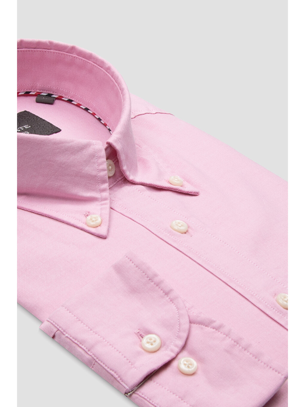 Luca Oxford Stretch Pamuk Karışımlı Comfort Fit Pembe Düğmeli Yaka Erkek Düz Gömlek-4