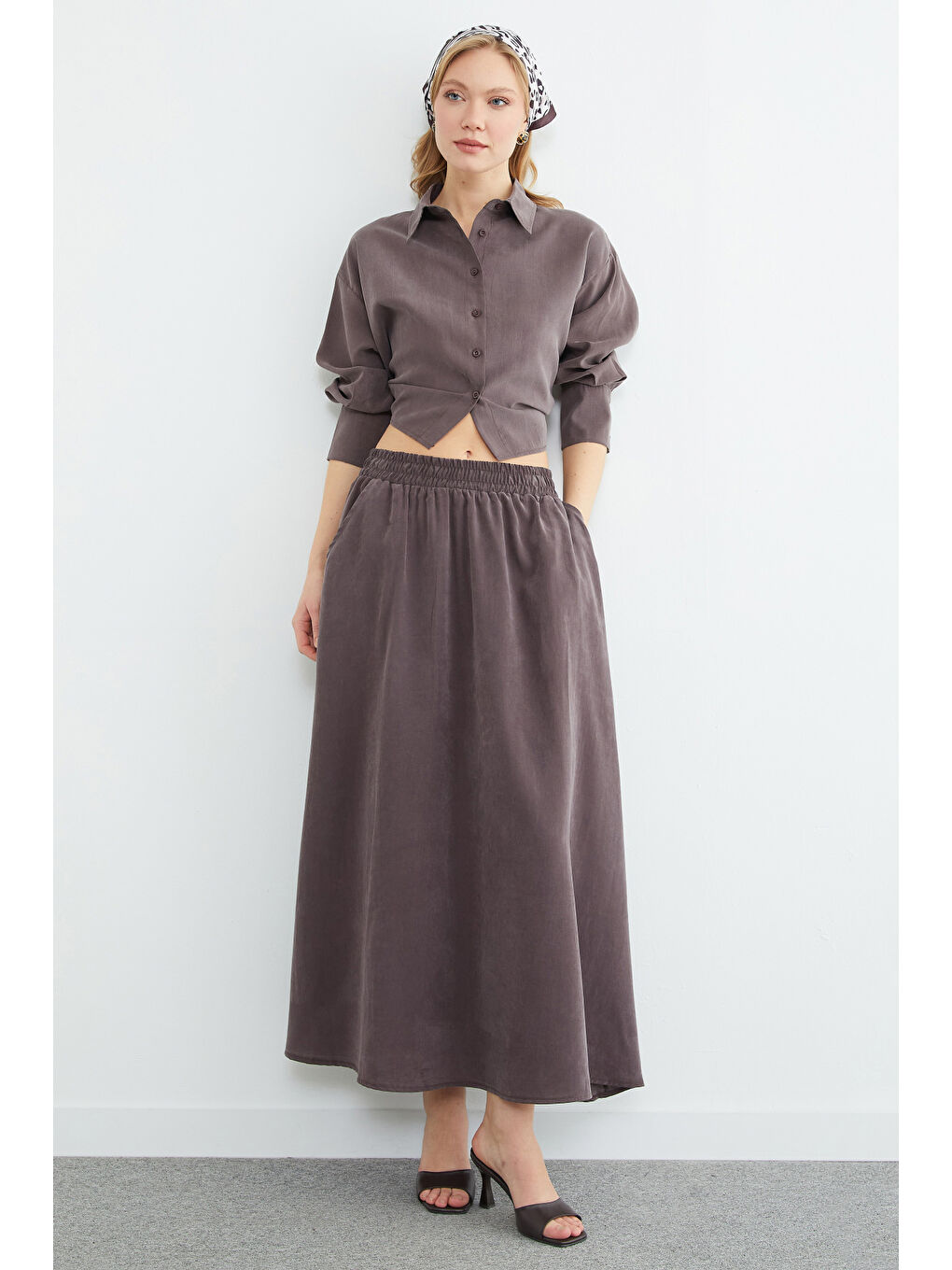 Kahverengi Beli Lastikli Cepli Maxi Boy Etek-1