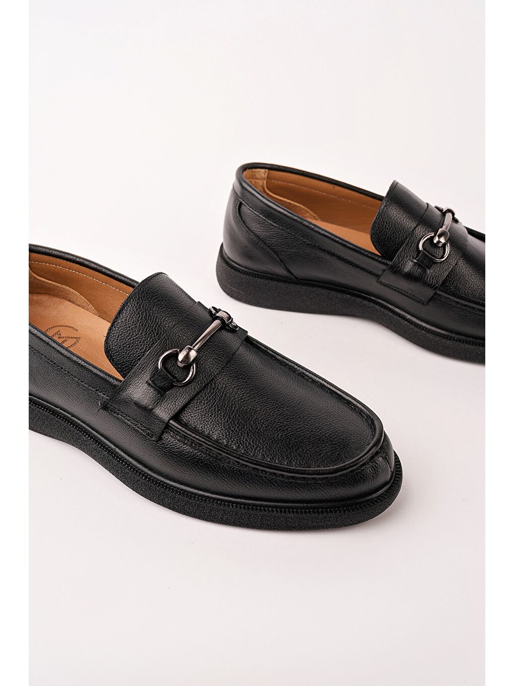 Siyah ALFRED Hakiki Deri Metal Tokalı Rahat Taban Erkek Günlük Klasik Casual Ayakkabı-1