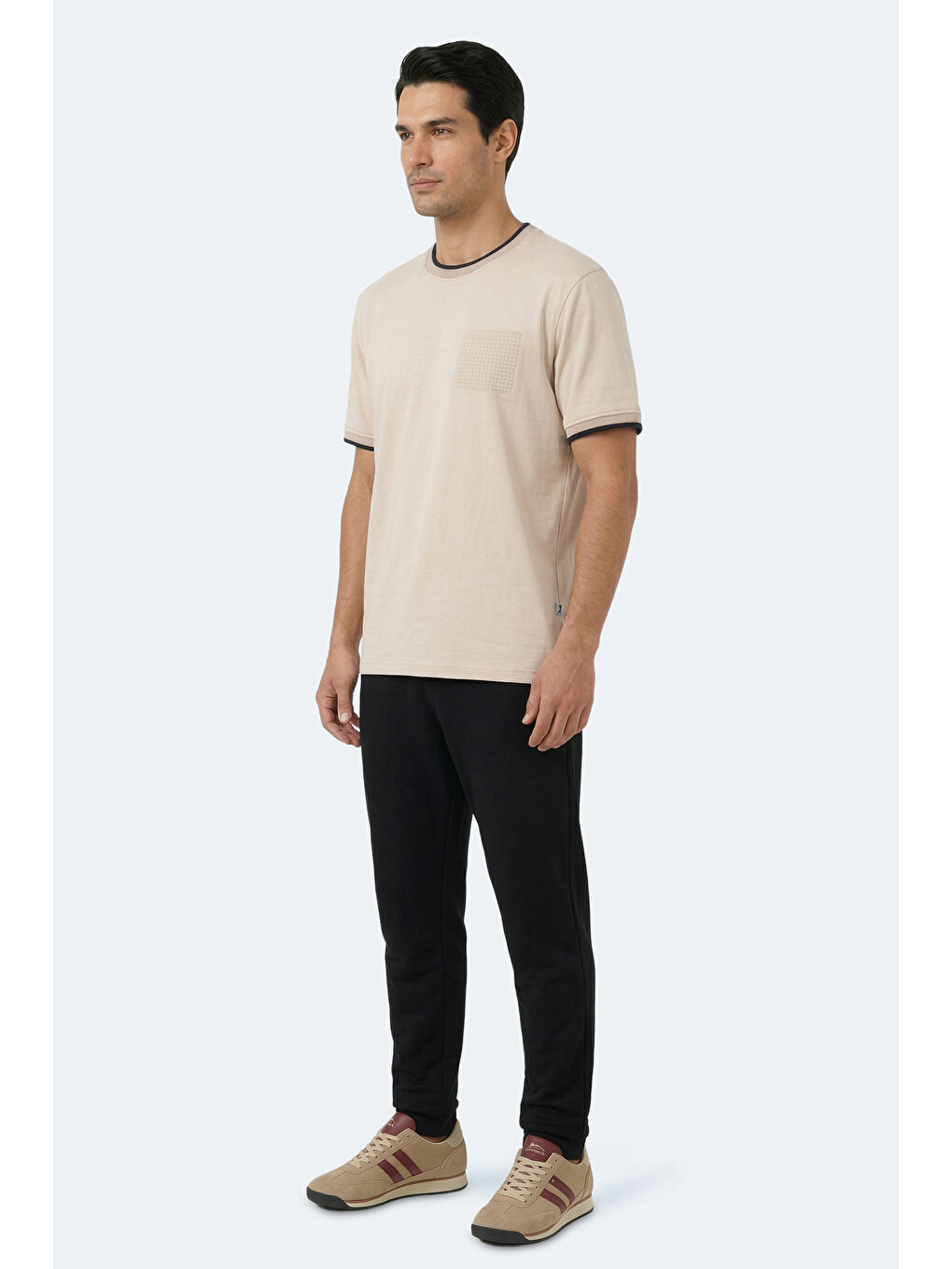 ZAVIER Erkek Pamuklu Bej Tişört-3