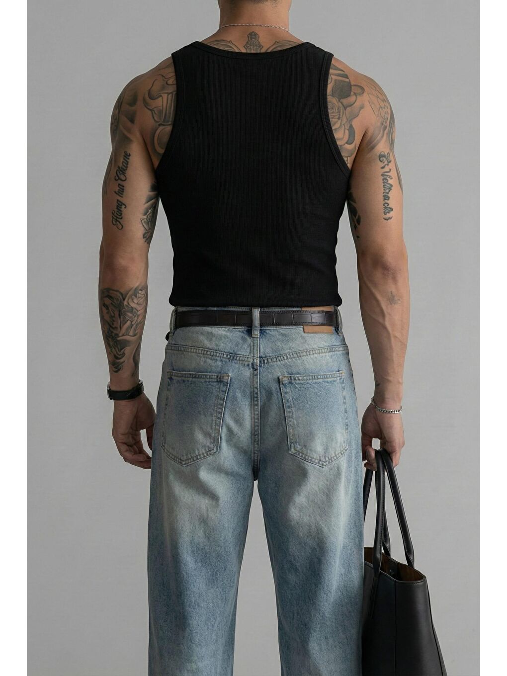 Erkek %100 Pamuklu Basic Fitilli Sporcu Atlet 3'lü Set Siyah-3