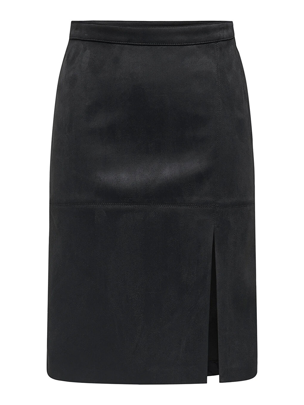 Siyah Onloline Regular Fit Suni Deri Yırtmaçlı Kadın Etek 15357433-4