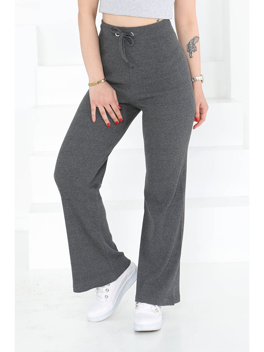 Gri Kuşgözlü Pantolon Füme - 27133-4