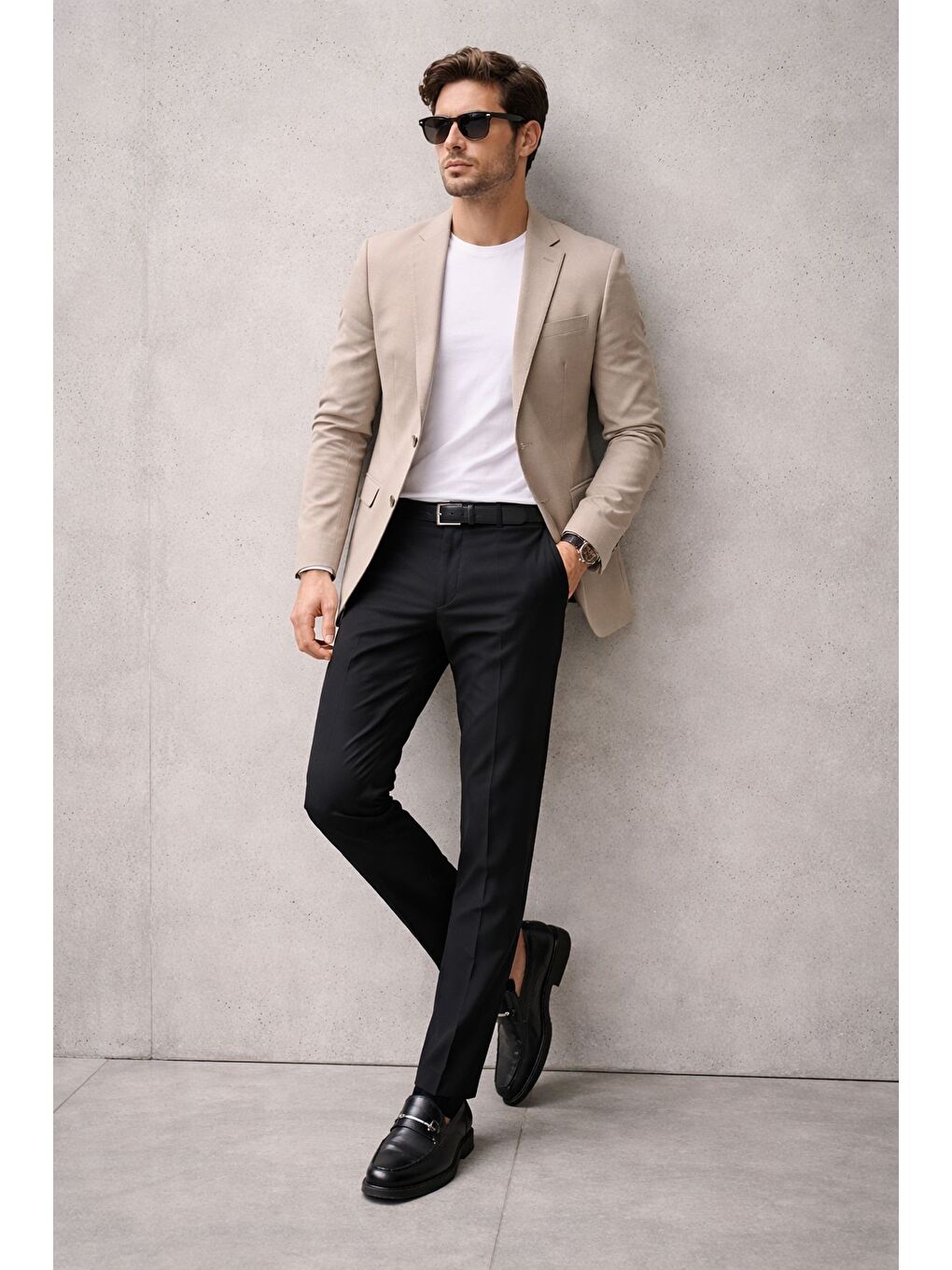 Siyah ALFRED Hakiki Deri Metal Tokalı Rahat Taban Erkek Günlük Klasik Casual Ayakkabı-5