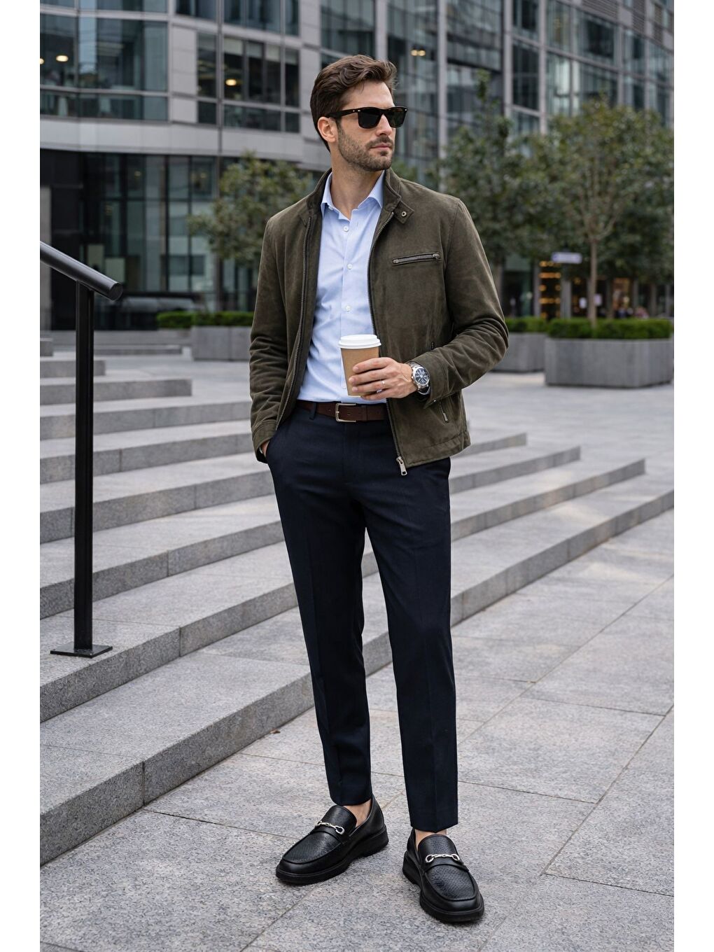 Siyah ALFRED Hakiki Deri Metal Tokalı Rahat Taban Erkek Günlük Klasik Casual Ayakkabı-6