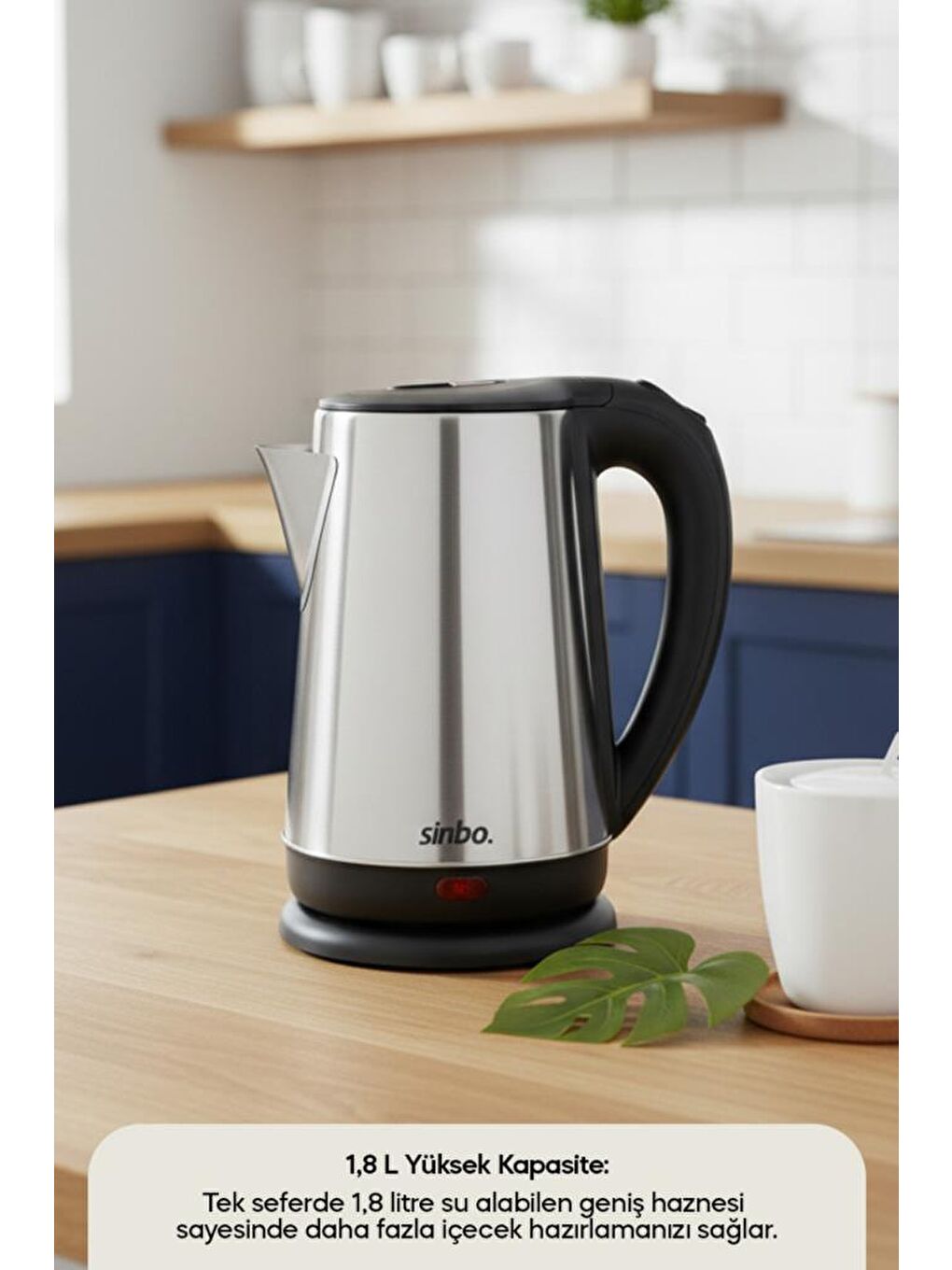 SK-8026 1500 W 1.8 Lt Çelik Kettle Su Isıtıcı 360 Derece-1