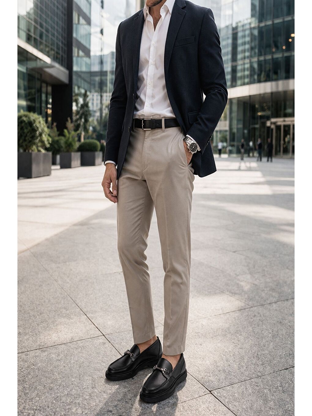 Siyah ALFRED Hakiki Deri Metal Tokalı Rahat Taban Erkek Günlük Klasik Casual Ayakkabı-8