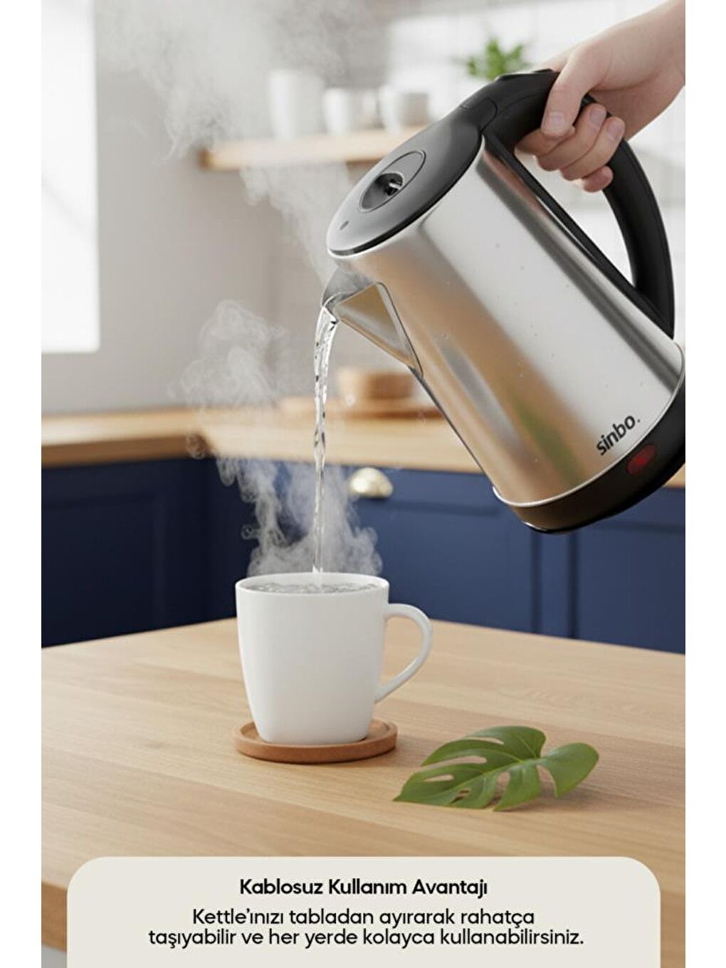 SK-8026 1500 W 1.8 Lt Çelik Kettle Su Isıtıcı 360 Derece-2