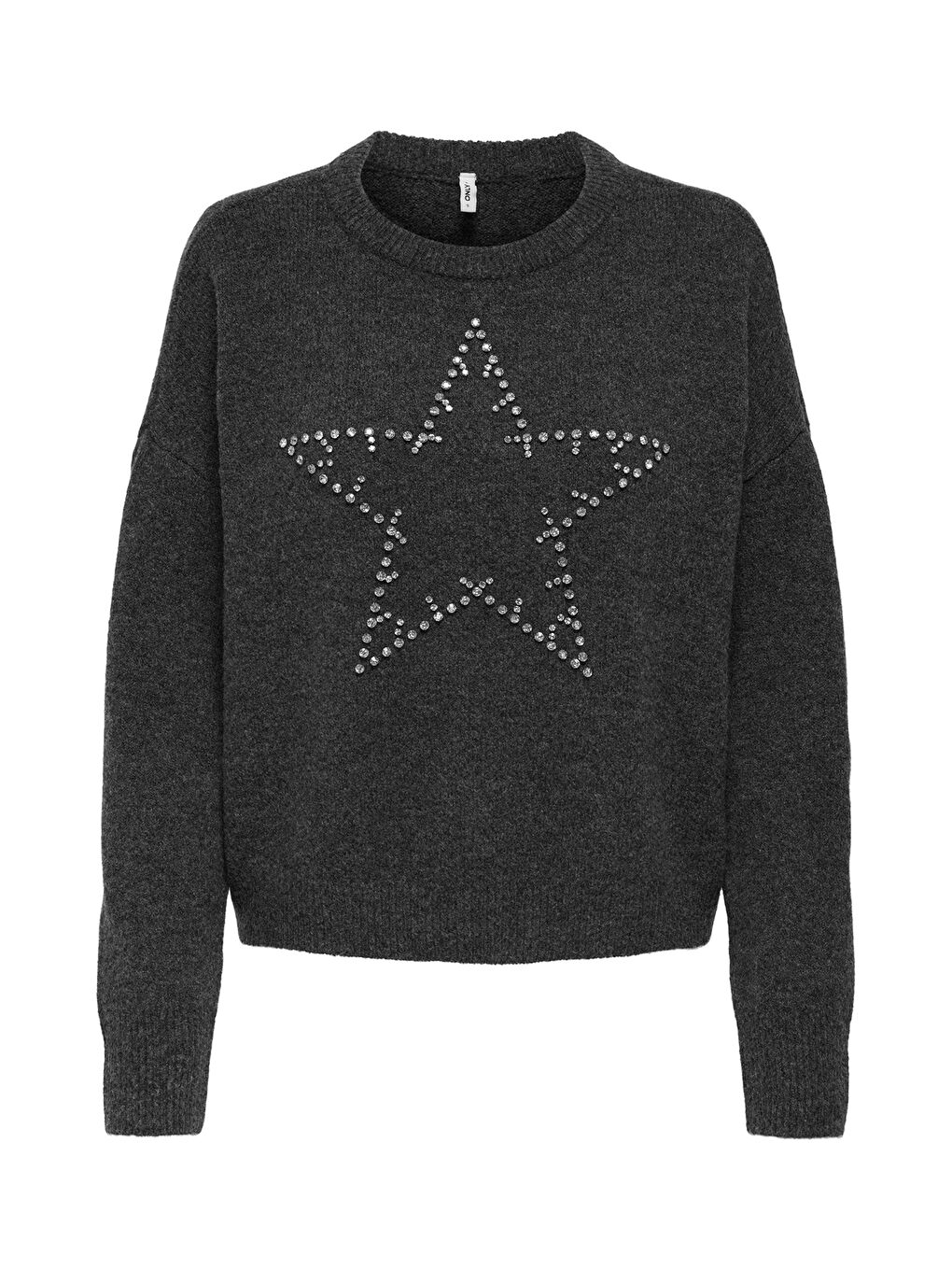 Gri Onlrenata Yün Karışım Regular Fit Yıldız Desenli Kadın Kazak 15353062-2