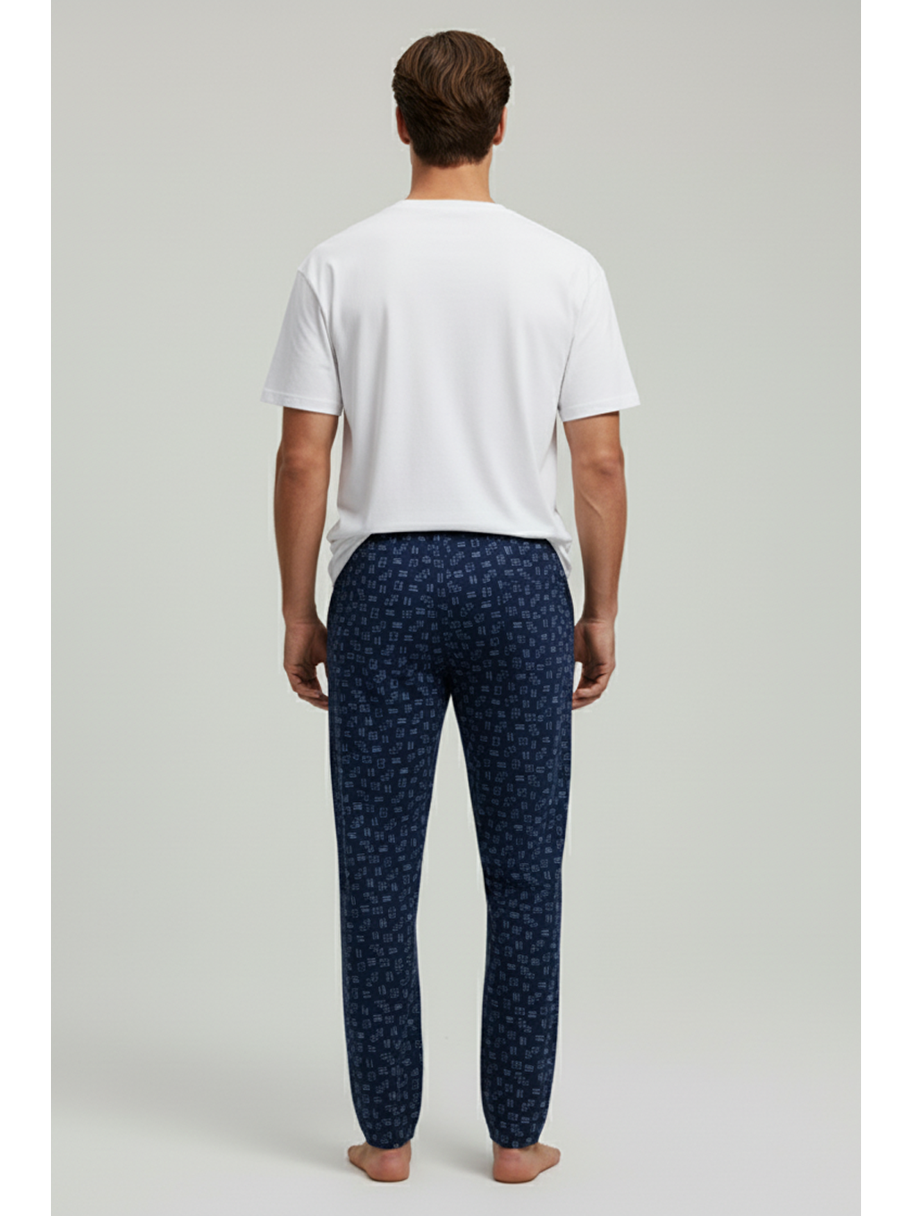 Mavi Erkek %100 Pamuk Cepli Ekose Pijama Altı | Desen 7 040-1