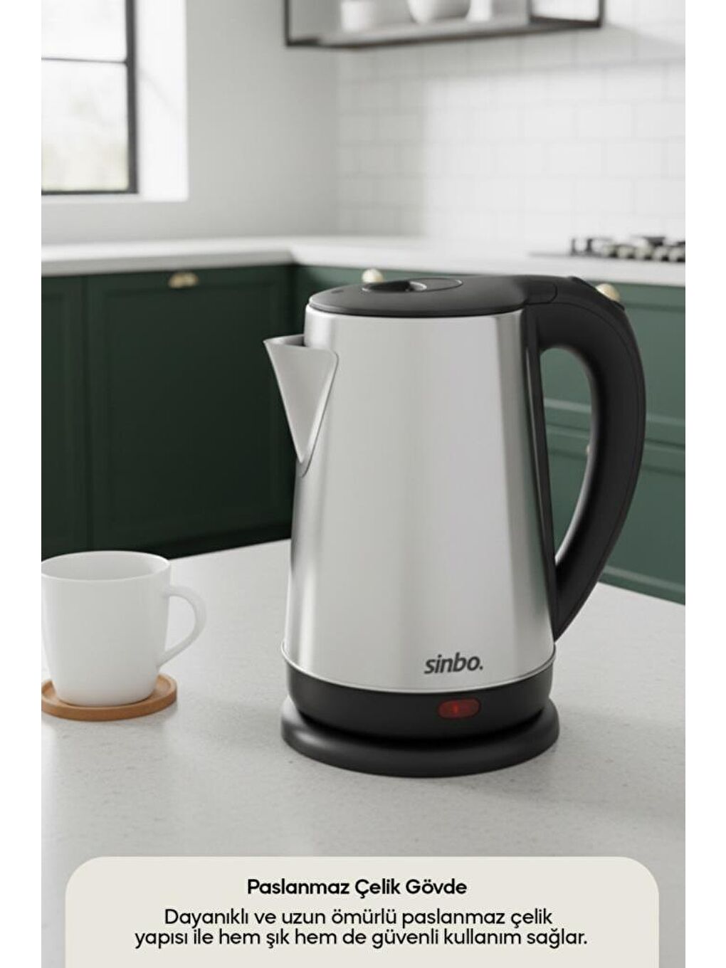 SK-8026 1500 W 1.8 Lt Çelik Kettle Su Isıtıcı 360 Derece-3