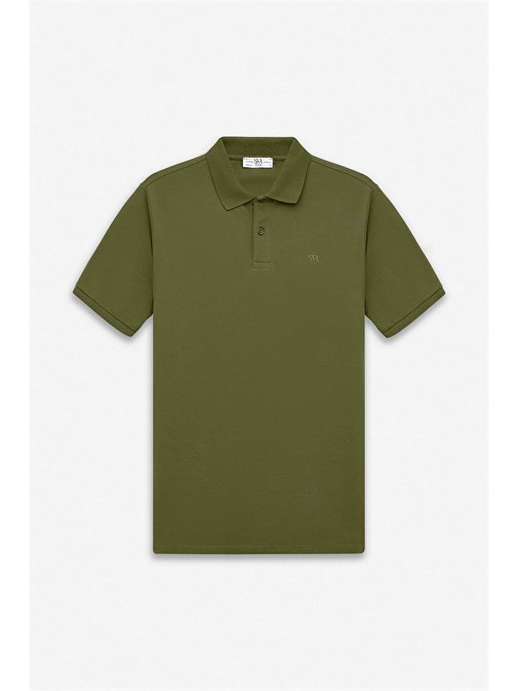 Haki Regular Düz Nakışlı Pike Düğmeli Polo Yaka Tişört-5