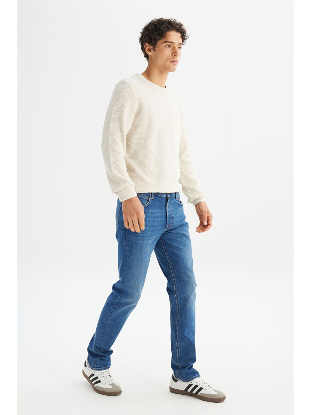 İndigo Pamuklu Straight Fit Cepli Esnek Denim Jean Pantolon-2