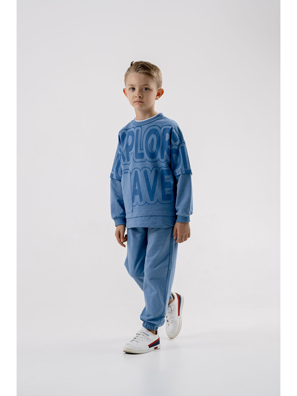 Harika KIDS Mavi Erkek Çocuk Explorer Baskılı Örme Basic Eşofman Takımı - 2