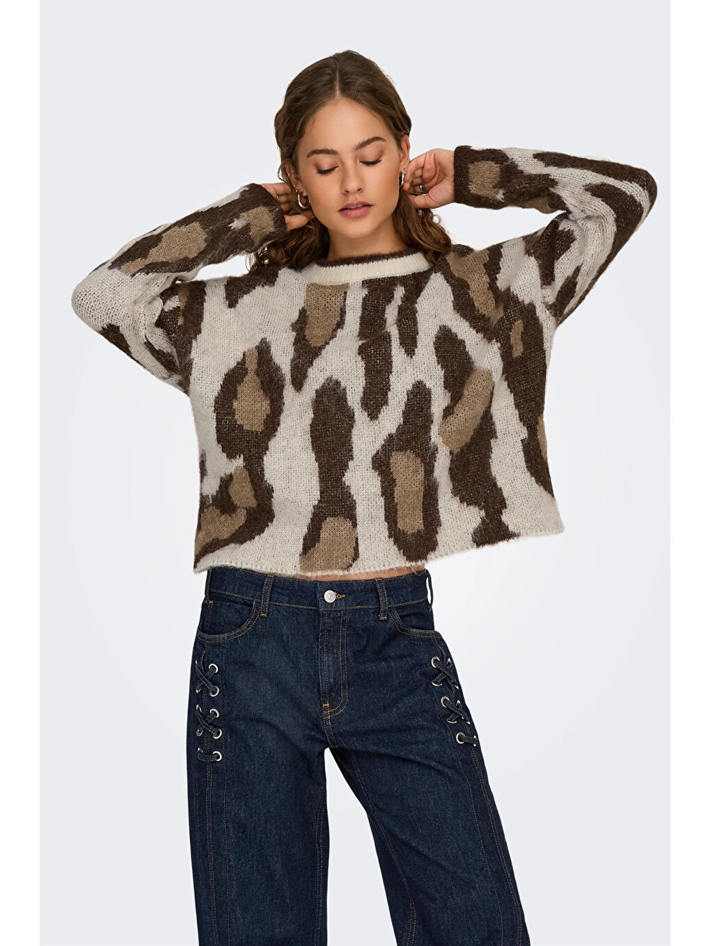 Kahverengi Onledelie Regular Fit Yün Karışım Kadın Kazak 15353092