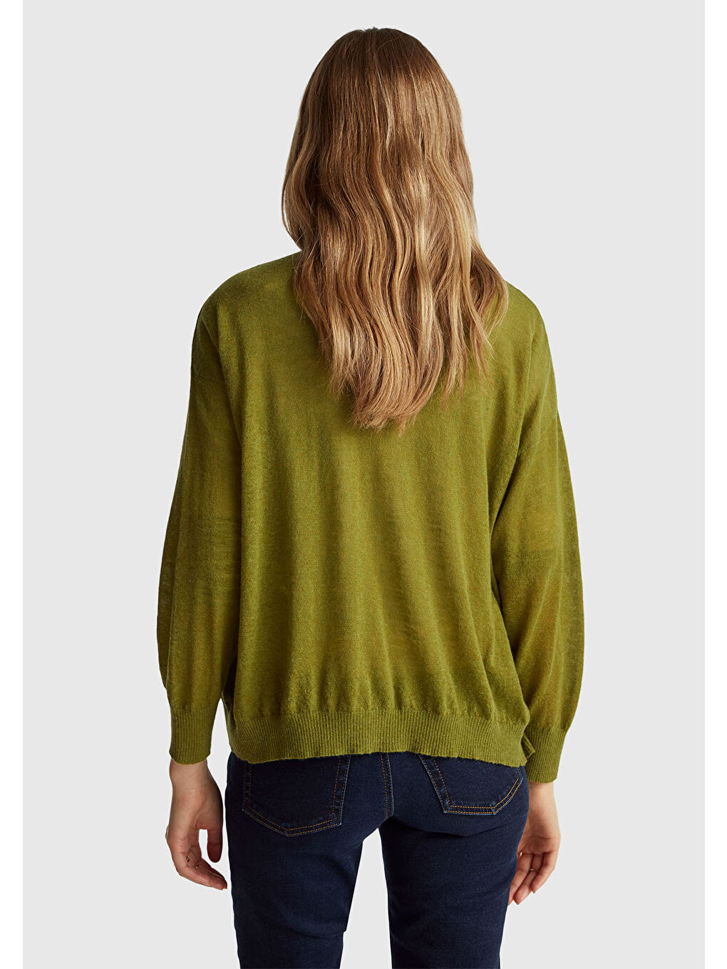 Kadın Haki Yeşili Alpaka ve Yün Karışımlı Ribana Detaylı Düğmeli Hırka-2