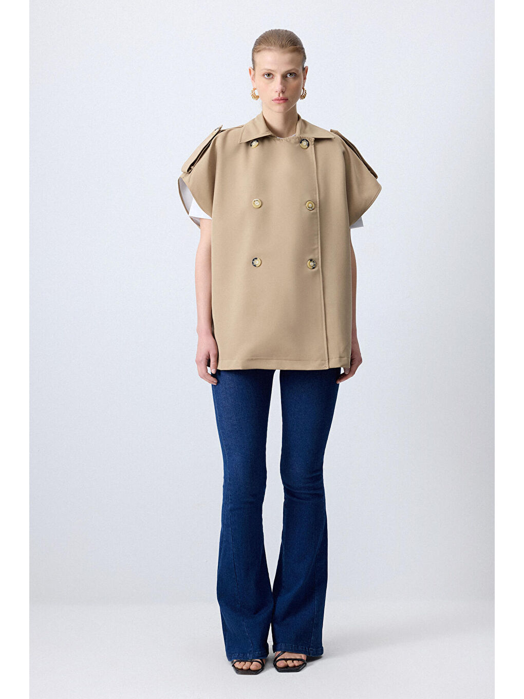 Bej Kruvaze Trenç Yelek