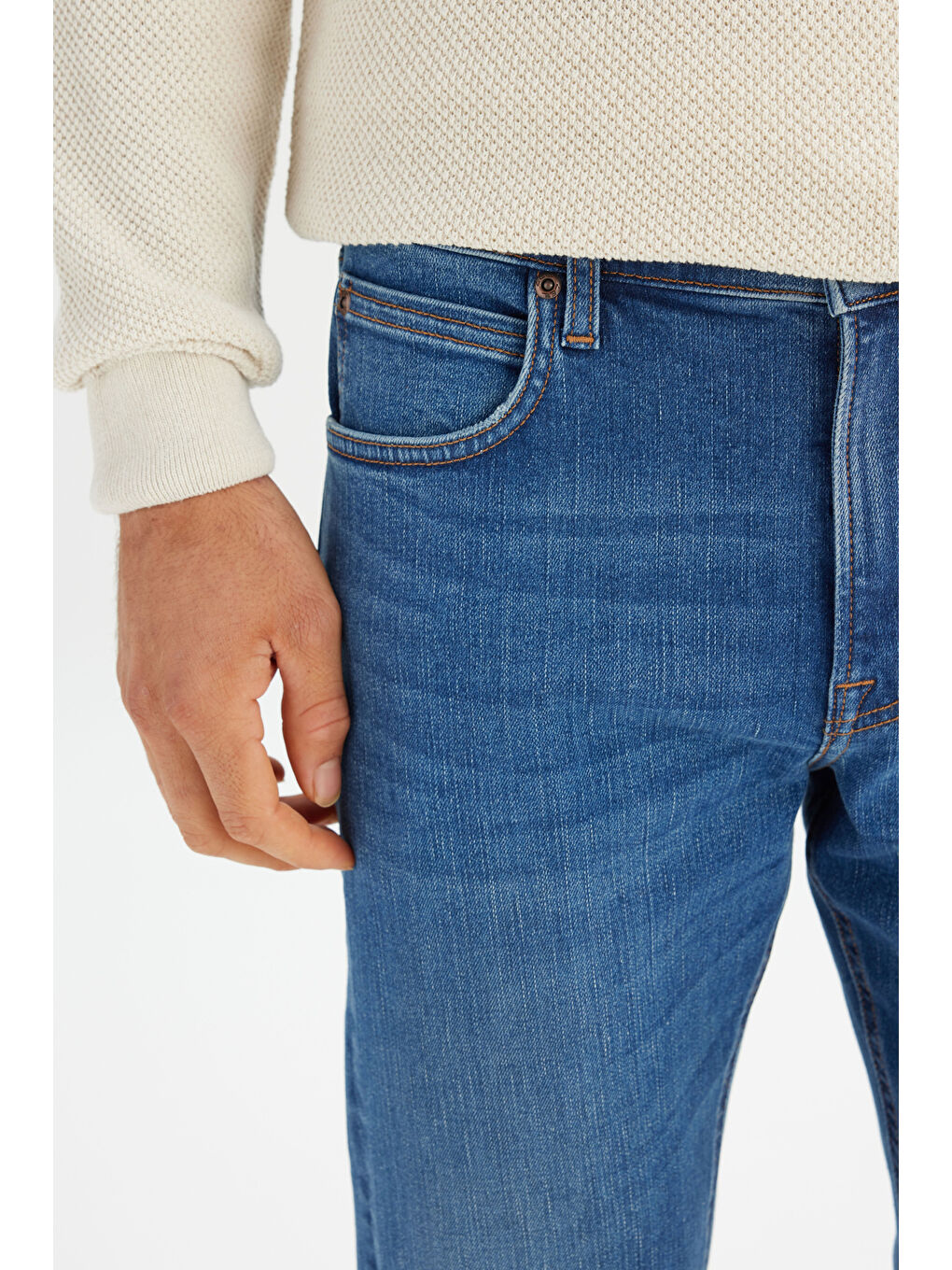 İndigo Pamuklu Straight Fit Cepli Esnek Denim Jean Pantolon-3