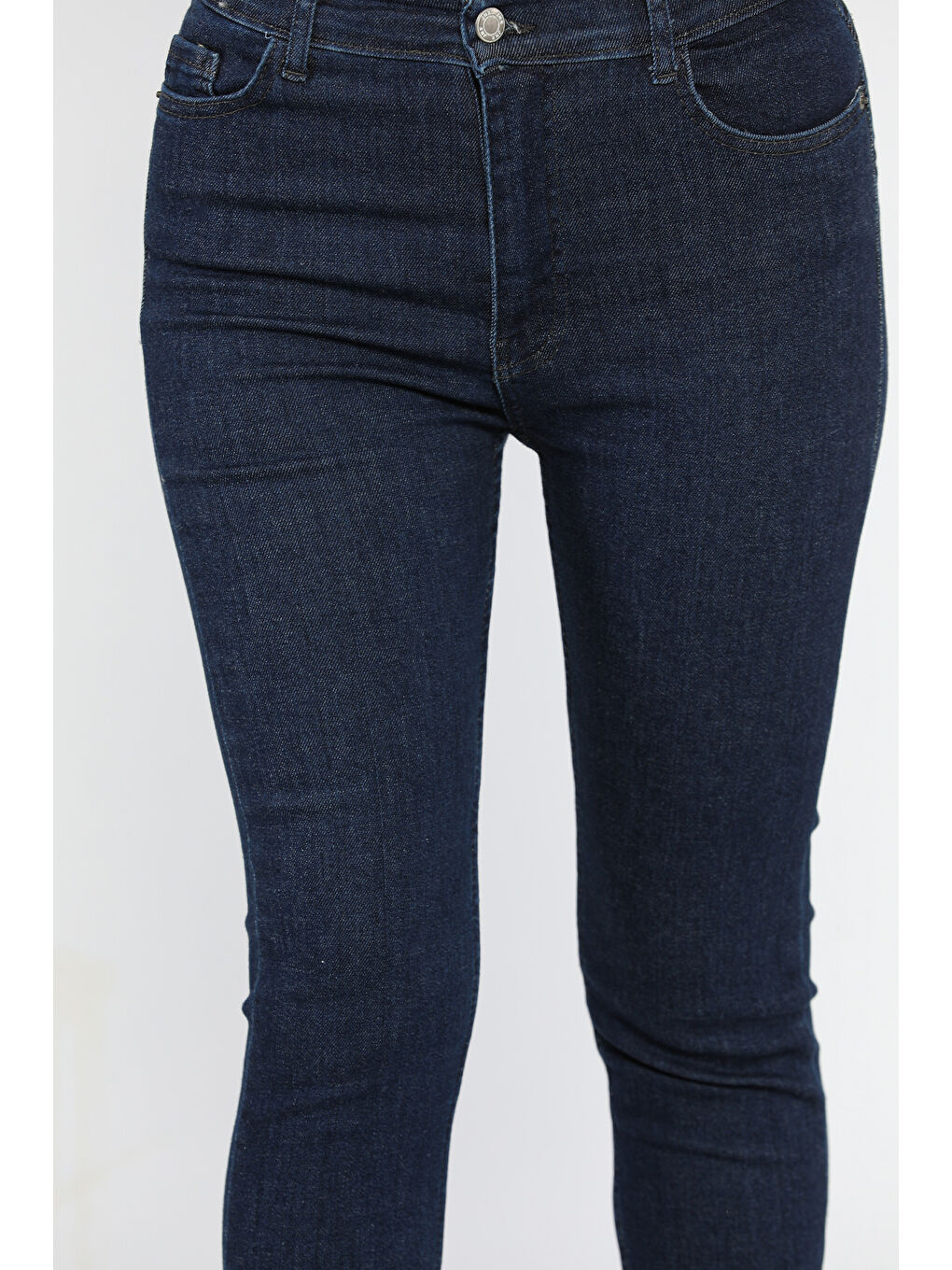 Lacivert Yüksek Bel Elastanlı Kadın Slim Fit Jean Pantolon-3