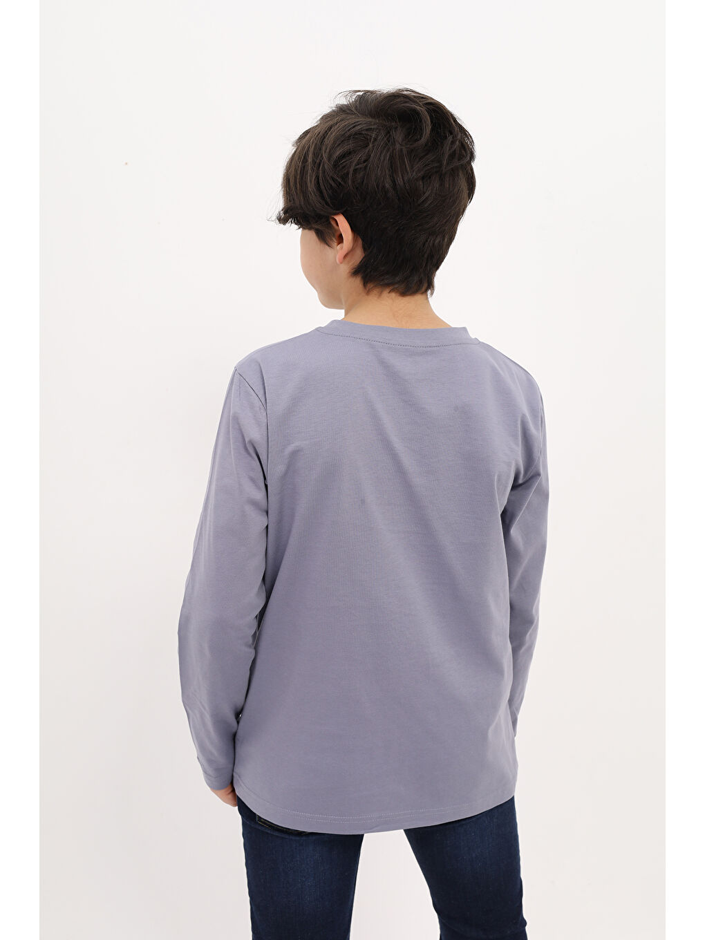 Gri Erkek Çocuk Nakışlı Tişört-2