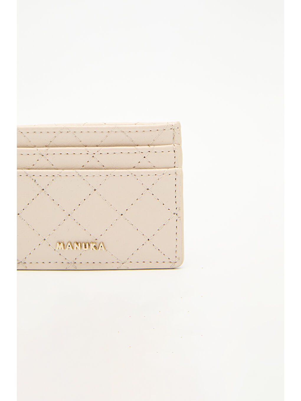 Kapitone Kartlıklı Cüzdan Bej-4