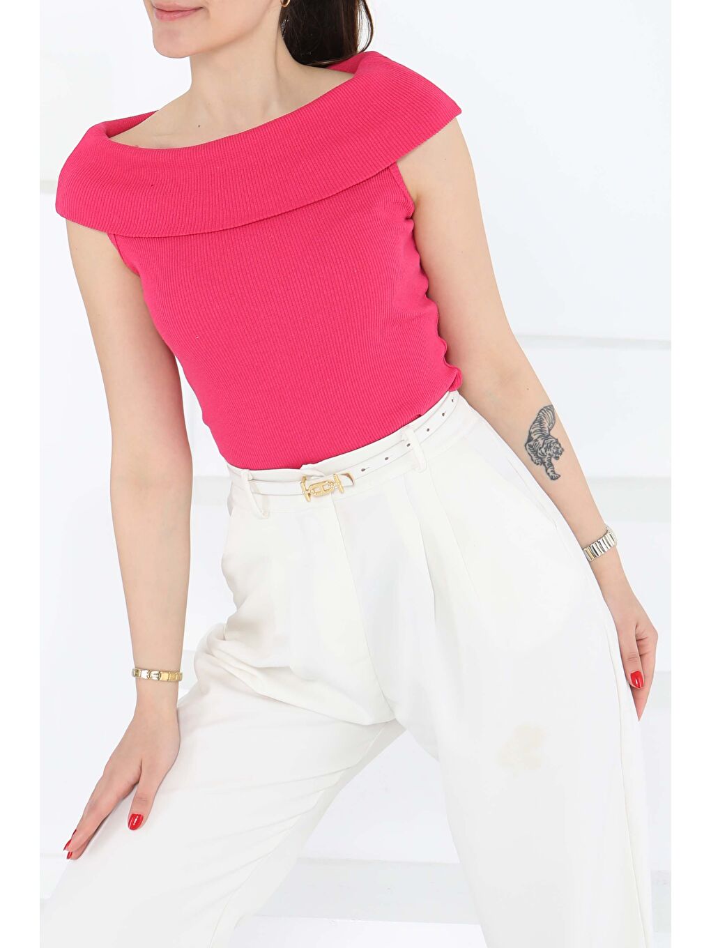 Fuşya Madonna Yaka Bady Fusya - 27138-1