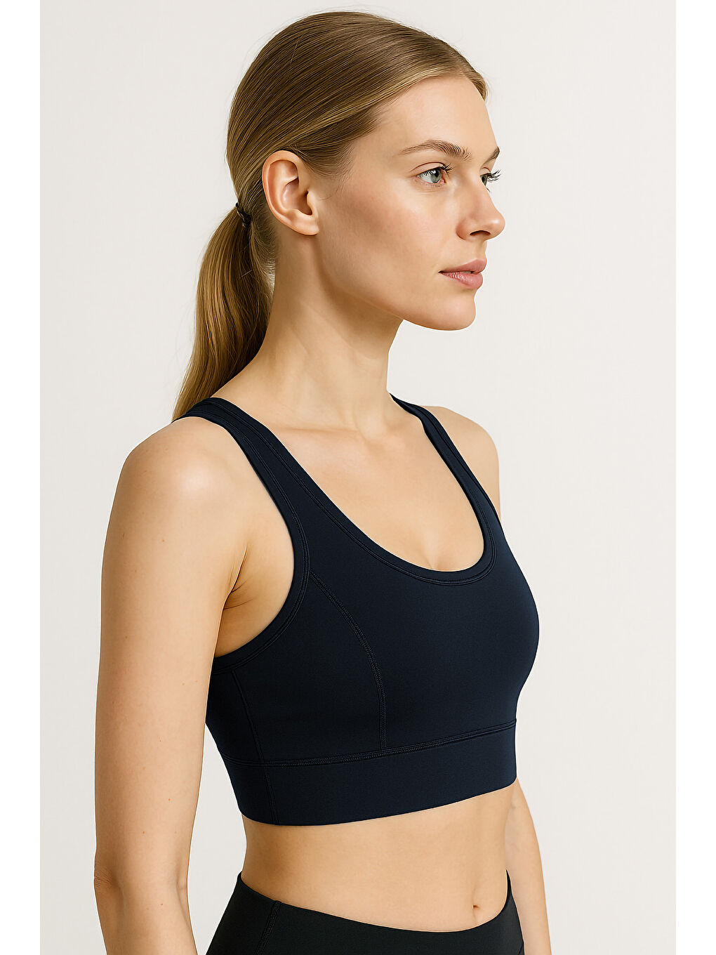 Lacivert Kalın Askılı Toparlayıcı Spor Büstiyer-1