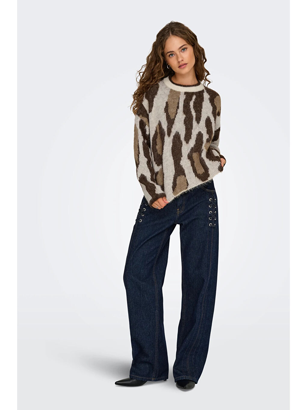 Kahverengi Onledelie Regular Fit Yün Karışım Kadın Kazak 15353092-4