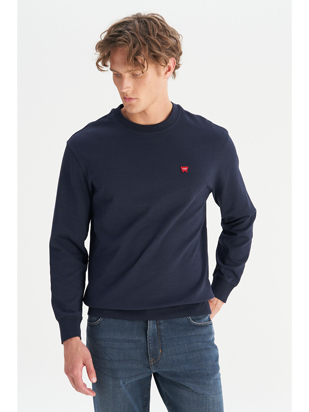 Lacivert Pamuklu Regular Fit Bisiklet Yaka Logo Detaylı Sweatshirt-2