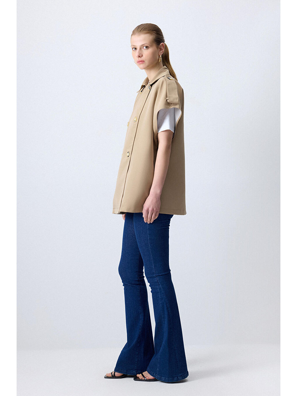 Bej Kruvaze Trenç Yelek-1