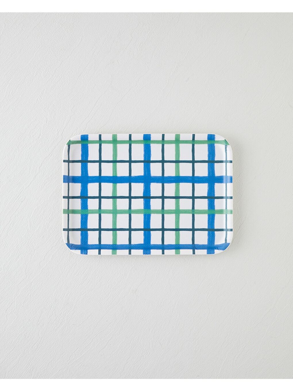 Aquaplaid Melamin Kaydırmaz Tepsi 20x28,5 cm Mavi - Yeşil