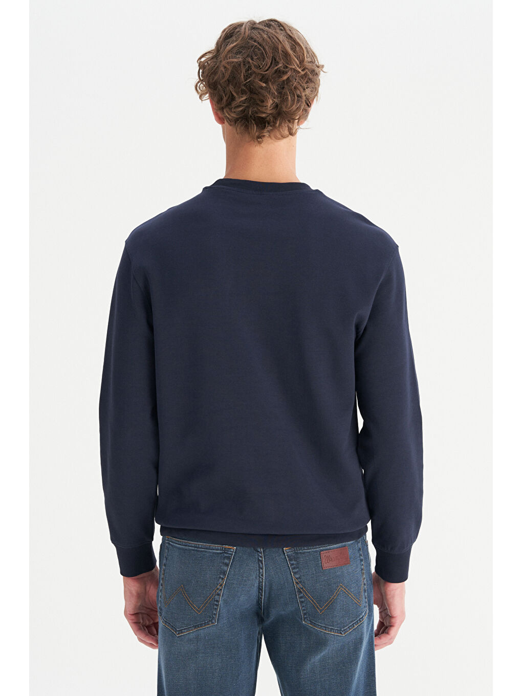 Lacivert Pamuklu Regular Fit Bisiklet Yaka Logo Detaylı Sweatshirt-4