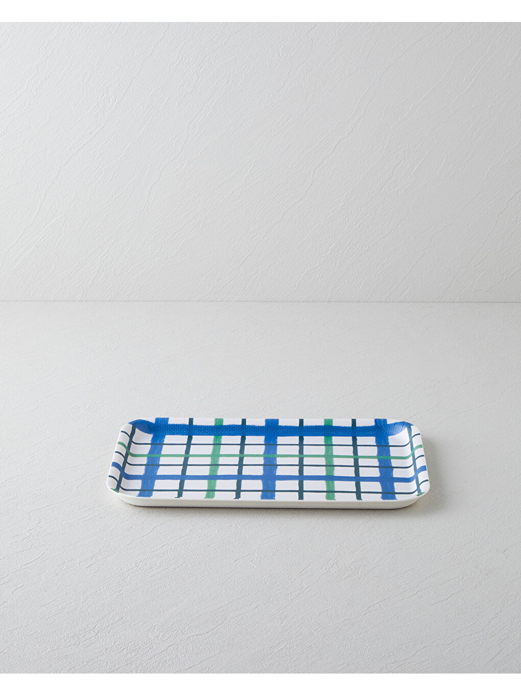 Aquaplaid Melamin Kaydırmaz Tepsi 20x28,5 cm Mavi - Yeşil-1